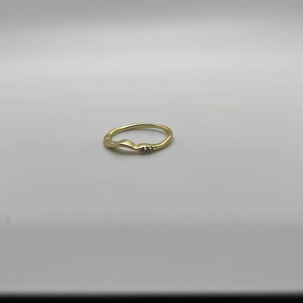 Thin Stacking Ring - Wavy Gold Ring - Minimalist … - image 2